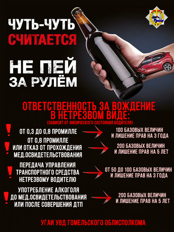 otvetstvennost-za-vozhdenie-v-ns На Гомельщине пройдет профилактическое мероприятие "Пьяному и бесправному не место на дороге!"